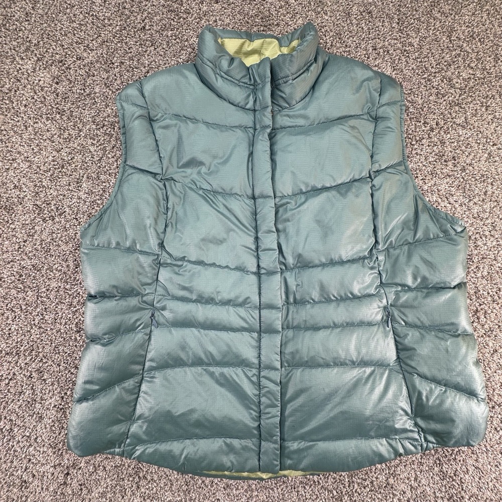 Eddie Bauer Premium Goose Down Full Zip Puffer Vest Green Women's Size XL